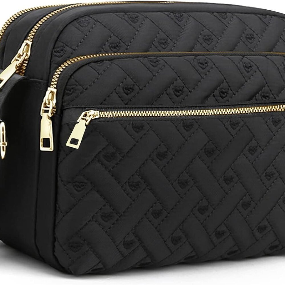 Medium Nylon Crossbody Bag for Women Large Travel Purses Stylish Quilted